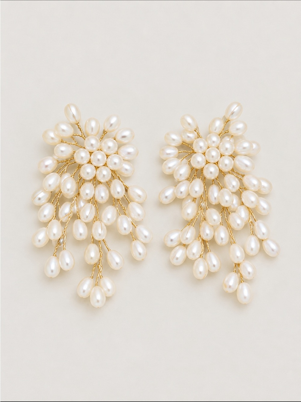 New! Pearl Beaded Gold Burst Earrings NWOT